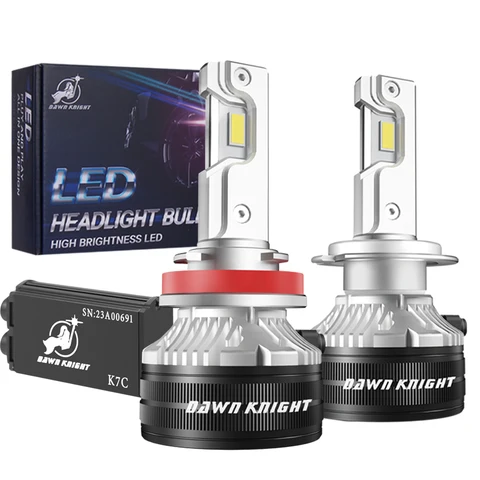 DAWNKNIGHT K7C Светодиодные Лампы Для Автомобильных Фар 4300K ​​H7 H4 H11 Три Медные Трубки Высокой Яркости 12 В Замена Дальн...