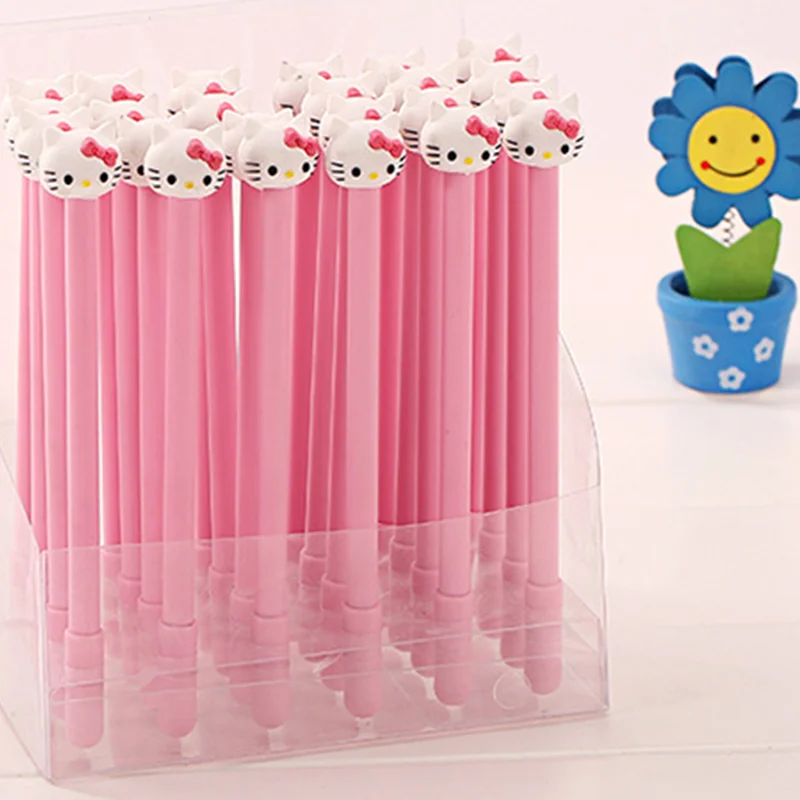 

10 шт. Hello Kitty аниме мультфильм 0,38 мм нейтральная ручка Kawaii Канцелярские товары для творчества студентов офисные принадлежности черная водна...