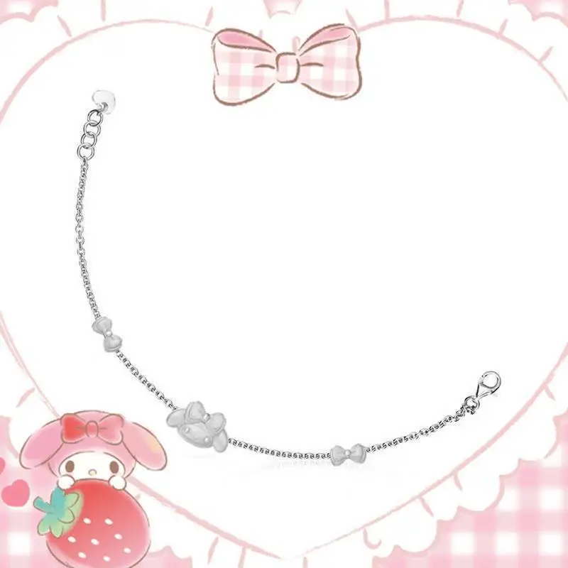

Sanrio Jewelry Cute Melody S925 Sterling Silver Gold Plated Bow Candy Bracelet for Girlfriend Girlfriends Birthday Gift