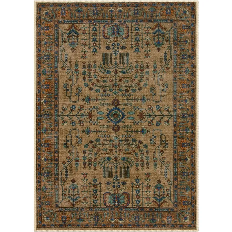 

Черный винтажный ковёр с цветочным принтом для дома