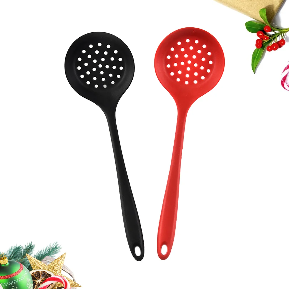 

Skimmer Spoon Silicone Colander Ladle Slotted Strainer Straining Silicadrain Grip Cooking Water Filter Wok Professional Hot Pot