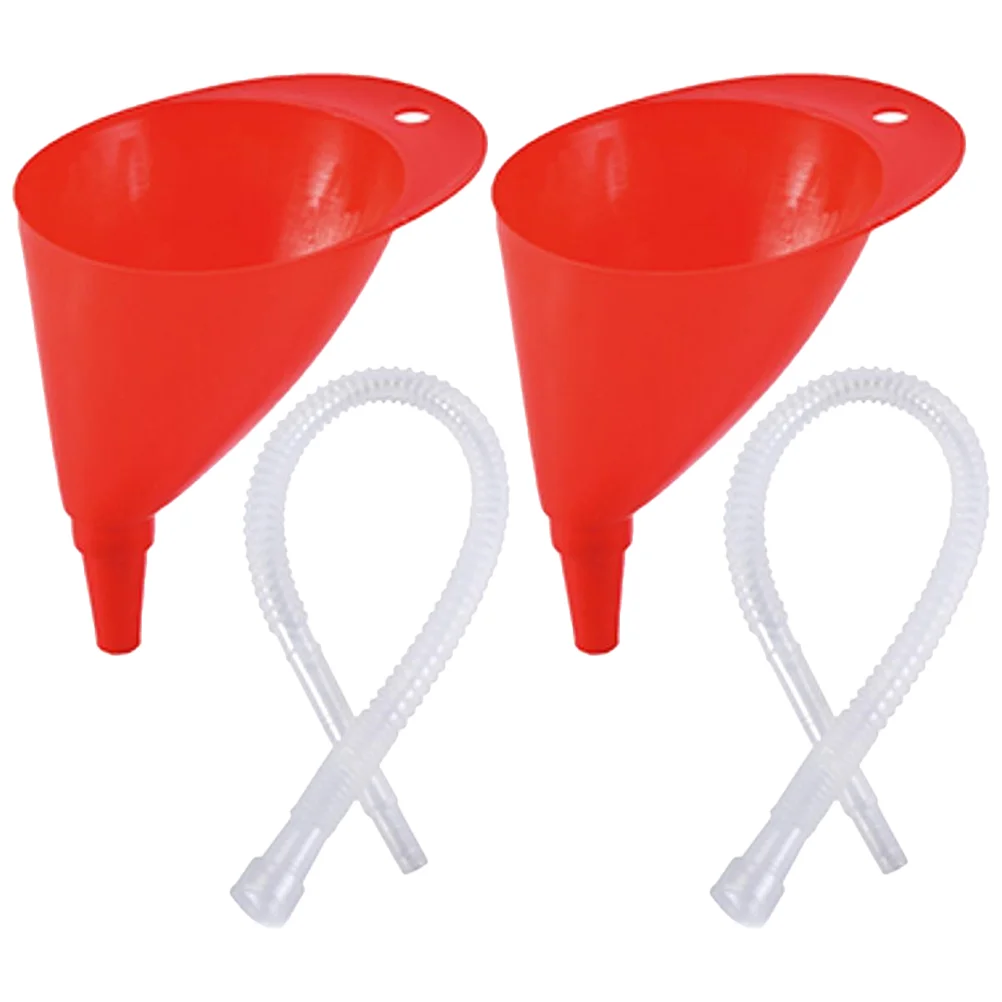 

2 Sets Automotive Funnel Tube Long The Cars Gasoline Engine Oil Accessory Supply Plastic Capless Tank Change