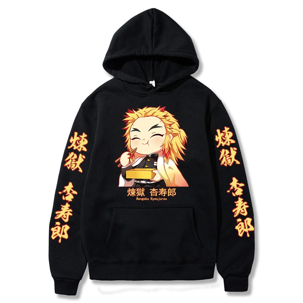 Demon Slayer Anime Hoodies Rengoku Kyoujurou Print Sweatshirts Men Women Casual Loose Oversized Streetwear Sweater 2022 Top