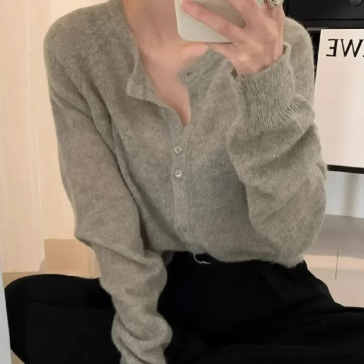 Женский вязаный кардиган с фиолетовой звездой мягкий эластичный во французском