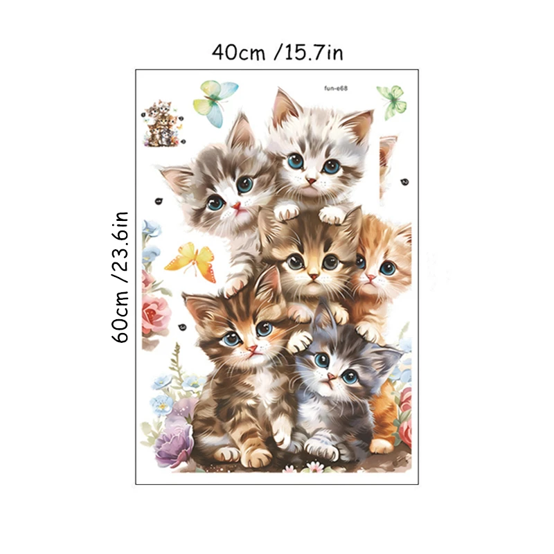 Милый мультяшный детский Кот ворс Arhat 3D Виниловые настенные наклейки на дверь