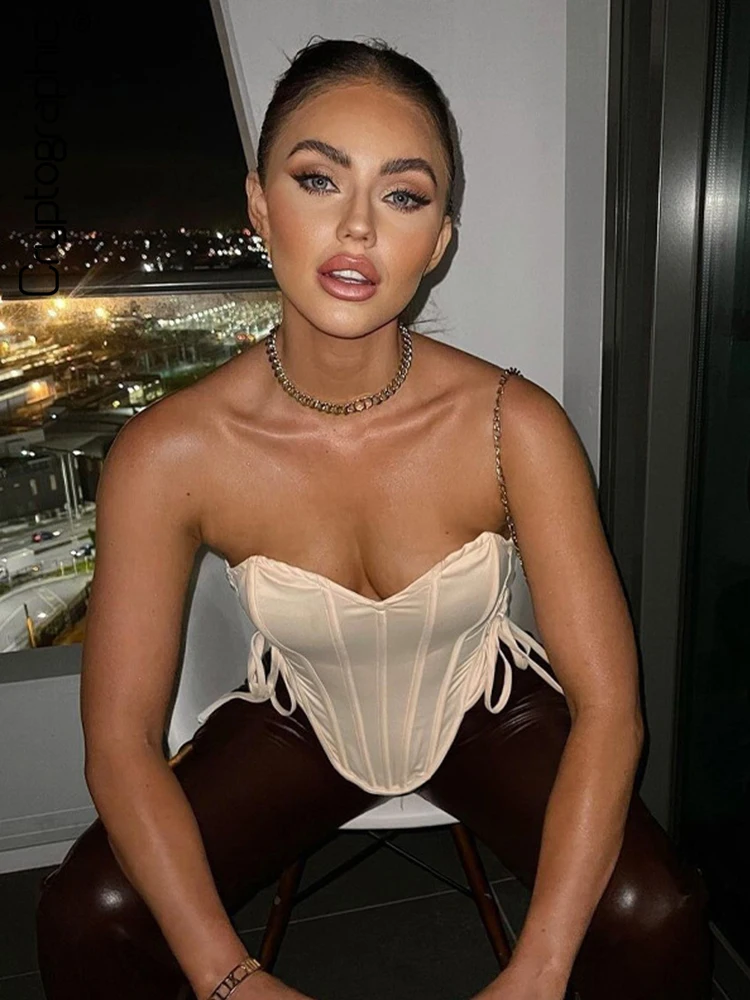 

Cryptographic Sexy Bandage Strapless Crop Top for Women Summer 2022 Sleeveless Backless Corset Tops Cropped Party Club Clothes