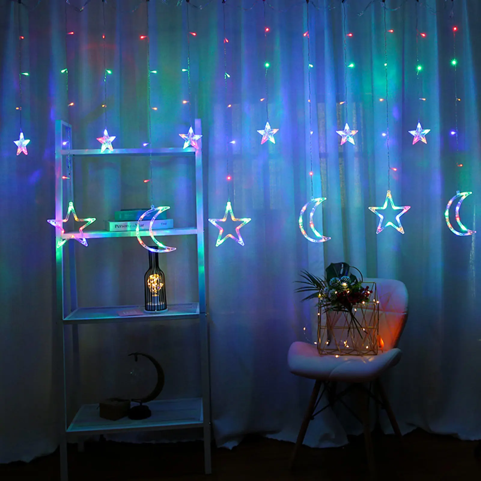 

Ramadan String Lights LED Star And Moon String Lights For Eid Mubarak Decoration Ramadan Decorative Lights With 8 Flashing Modes