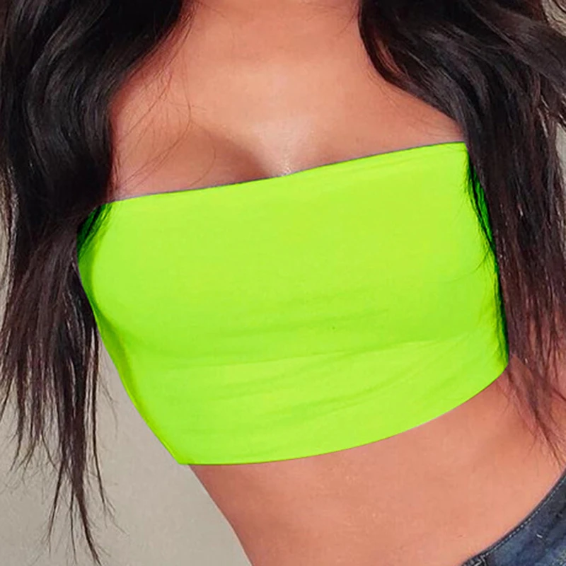 

Women Tube Tops Summer Sexy Tube Tops Short Without Sling Wrapped Chest Solid Color Lady Tube Top For Ladies