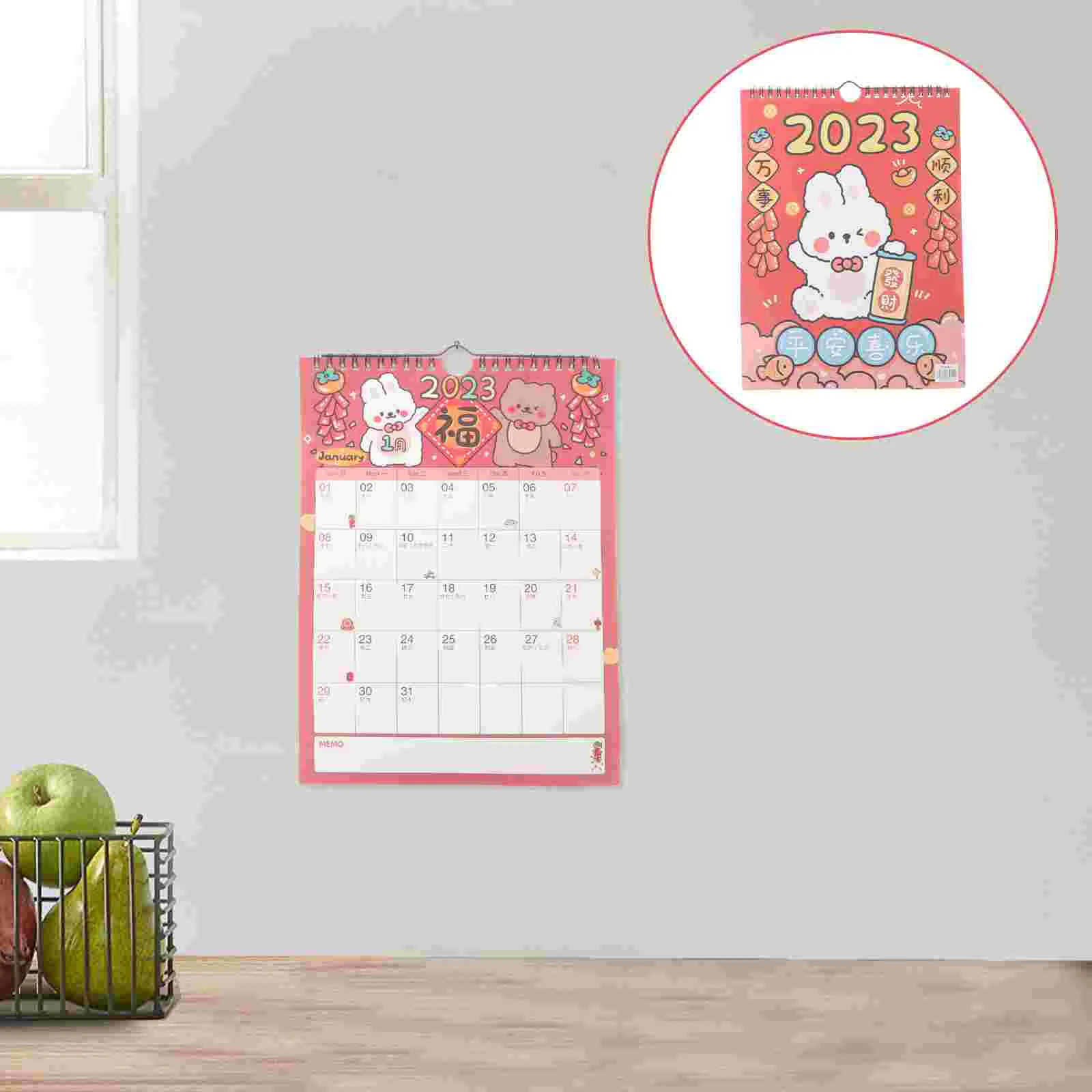 

Календарь подвесной в виде кролика на год, Календарь Настенный в китайском стиле, подвесной календарь на лунную стену 2023, календарь на лунну...