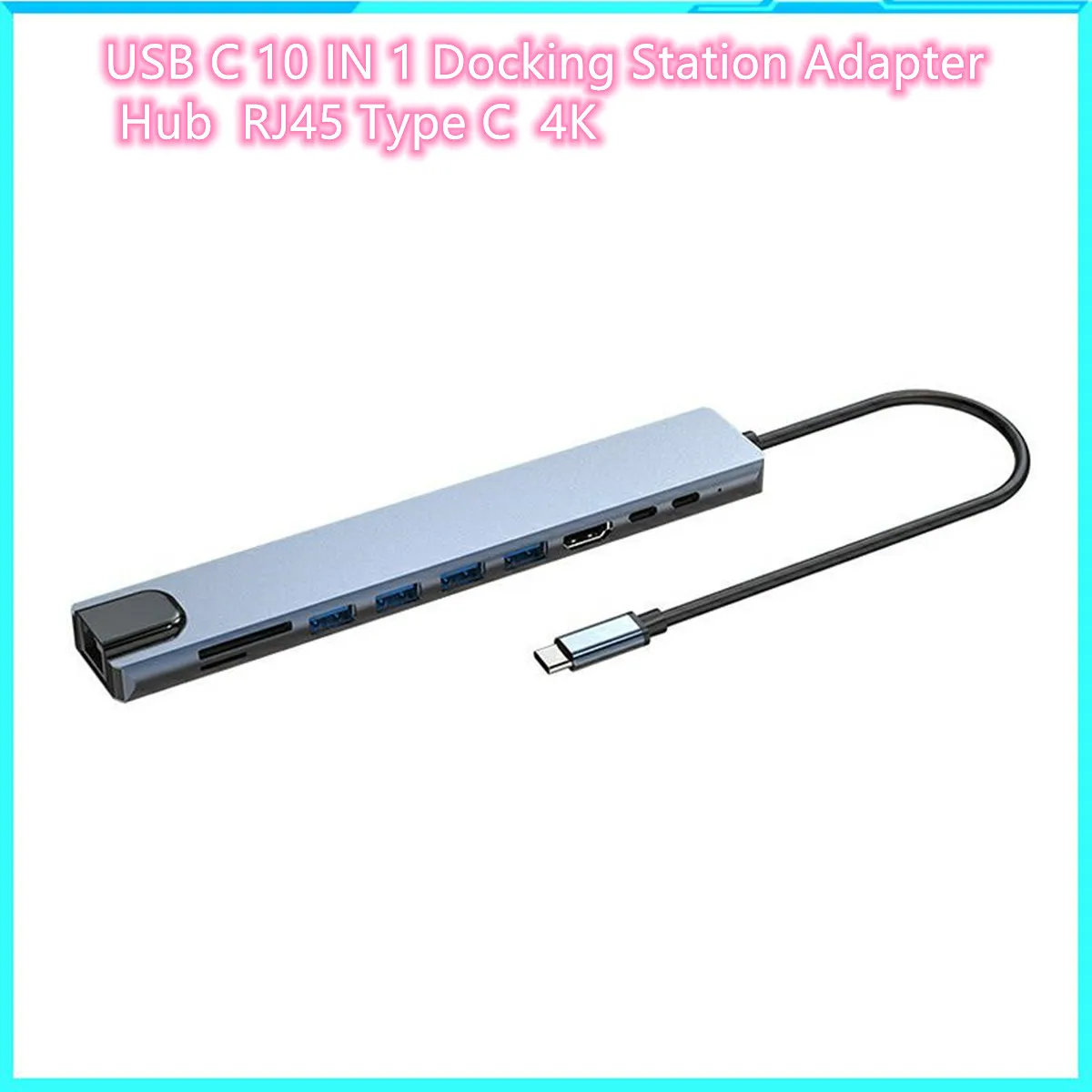 

Multi-function 10 In 1 Docking Station Type C Adapter 100W PD3.0 Power RJ45 USB-C Data Transmission 4K Laptop Hub Accessories