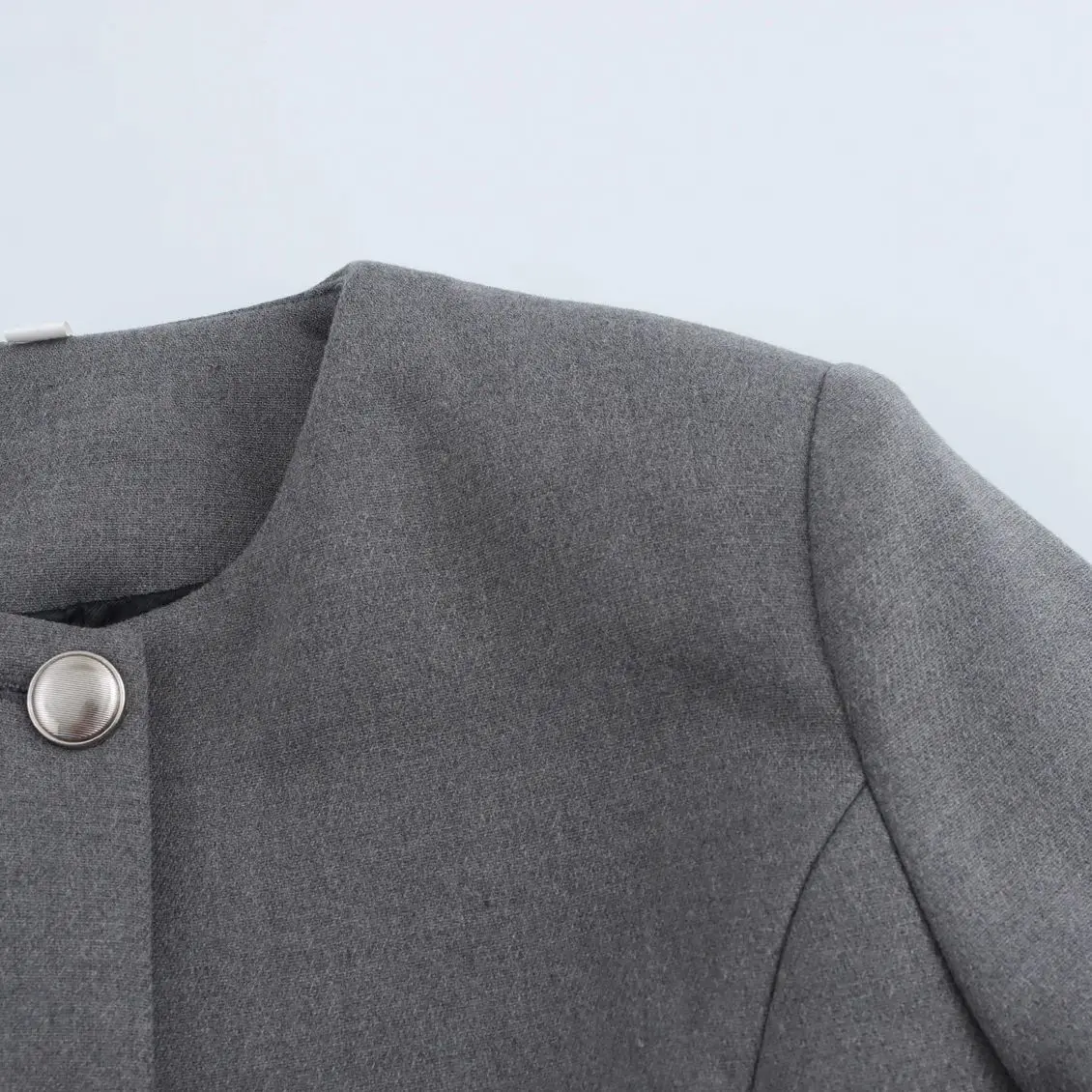 TRAF Элегантная женская короткая куртка 2024 осеннее толстое однобортное офисное