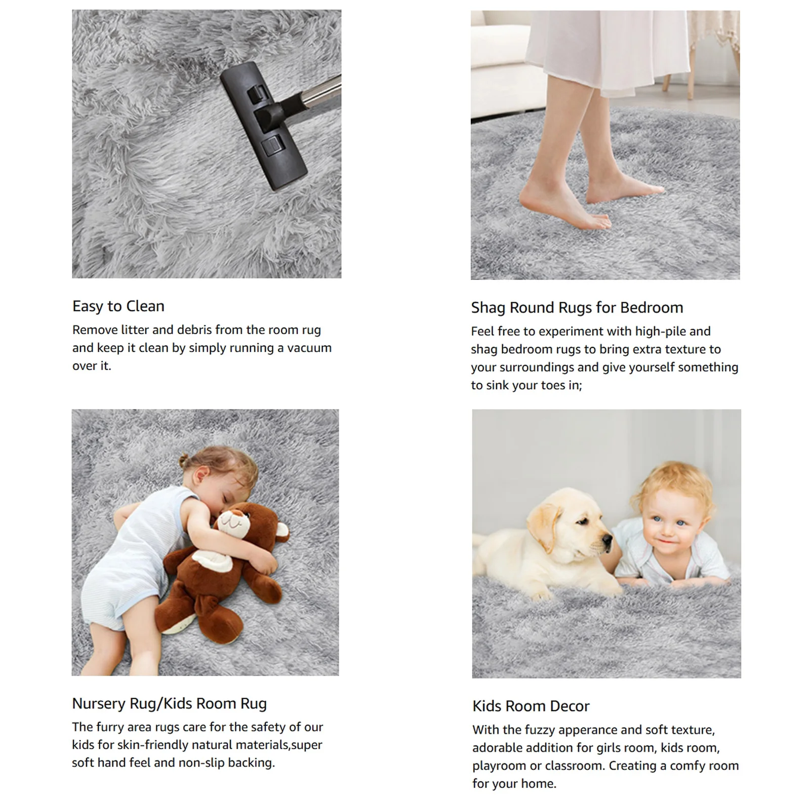 Мягкий плюшевый круглый ковер пушистый белый для гостиной спальни детской