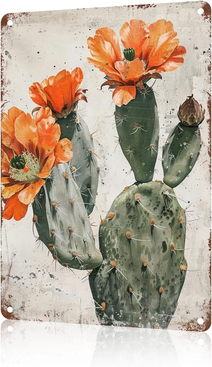 Prckly Per Cctus Vntge Tn Sgn Home Decor Flower rt Succulent Wll Southwestern Botncl для дома Ktchen Br Room