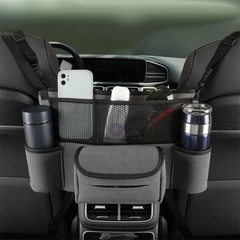 

Car Large Capacity Storage Bag Automobile Front Seat Middle PU Handbag Holder Tissue Box Water Cup Pockets Stowing Tidying