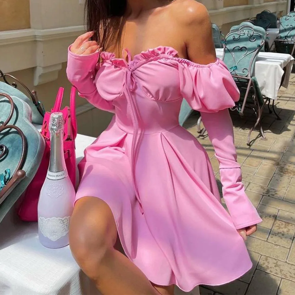 

Dresses for Women Vestidos Cortos Sexys Free Shipping Items Vestidos Femininos Frete Pink Ss Traf Long Sleeve Dress