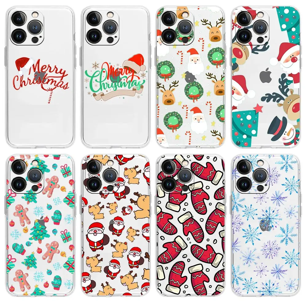 

Christmas New Year Gift Snowflake Phone Case For iPhone 14 13 12 11 Pro Max 7 8 Plus TPU Shell For iPhone X XR XS Max SE Cover