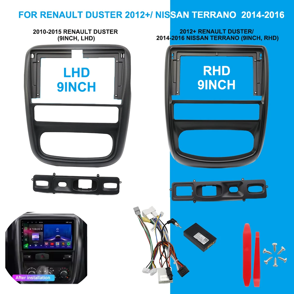 Фото 9-дюймовый автомобильный радиоприемник для Renault DUSTER 2012+/Nissan TERRANO 2014-2016, мультимедийный Android-плеер, панельный адаптер, кабель CANBUS №1
