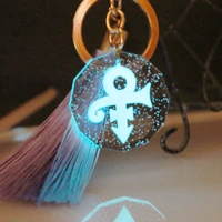 prince purple rain keychain glow in the dark rip symbol logo car bag key ring pendant female jewelry gift for women girls