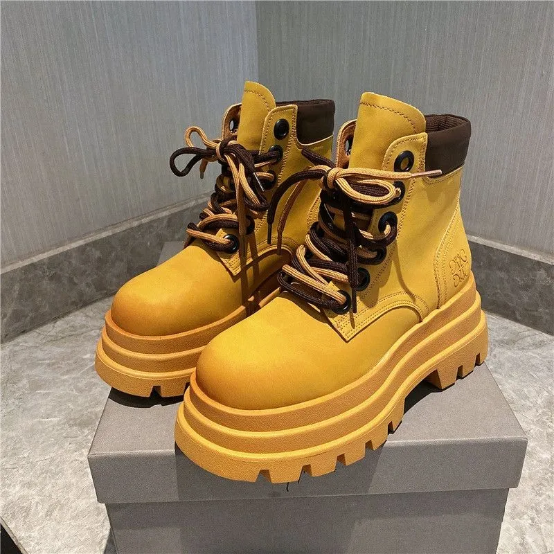 

Rhubarb Boots Martin Boots Women's Summer Thin Section 2023 Thick Bottom Leather Breathable Retro Short Boots Womens Shoes