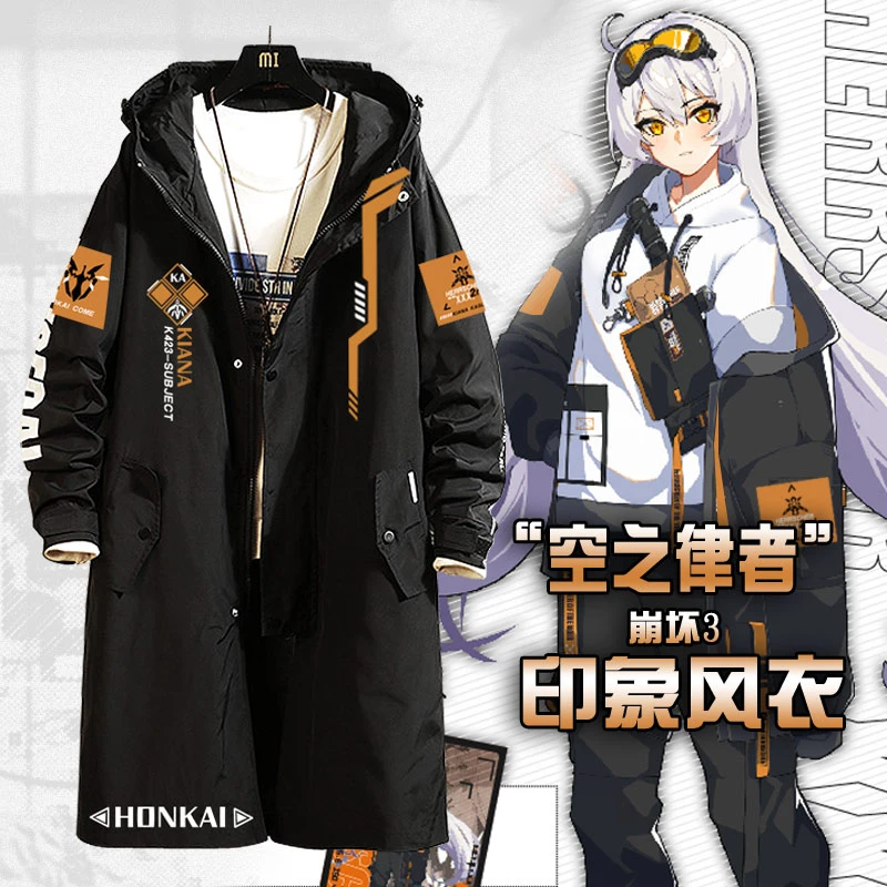 

Honkai Impact 3 Kiana Kaslana Anime Cosplay Costume Long Trench Coat Jacket Autumn Winter Fashion Casual Cool Unisex Windbreaker