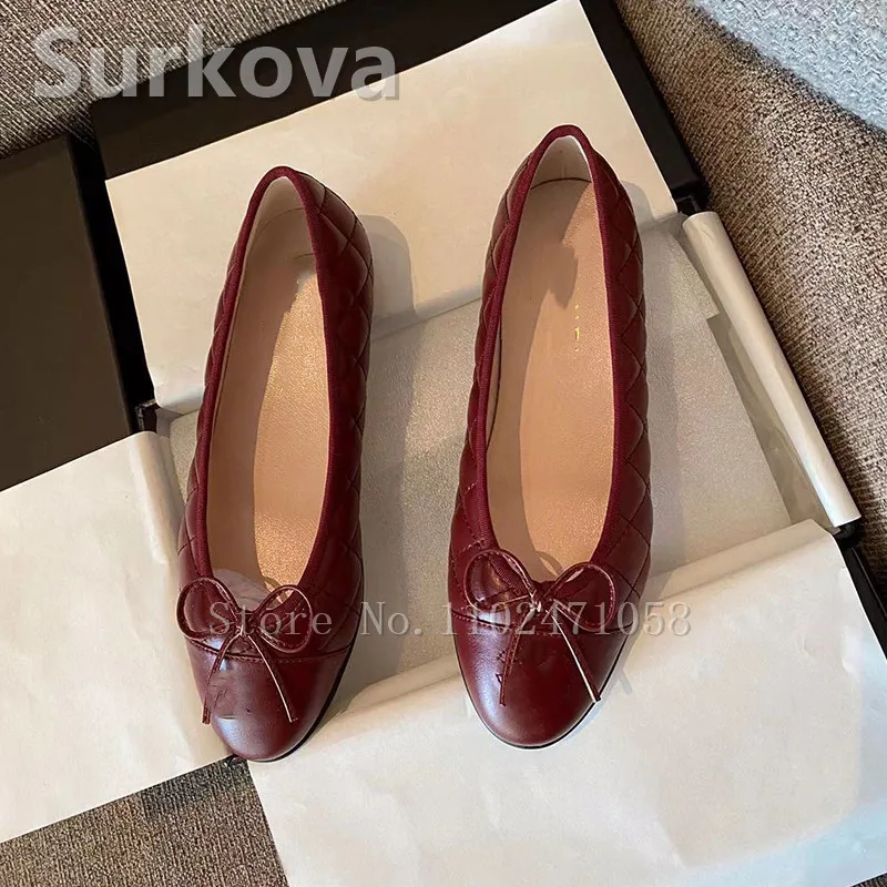 Women Ballet Flats Mixed Color Round Toe Ladies Slip-On Shoes Elegant Lown Heels Butterfly Knot Shallow Flats Female Shoes