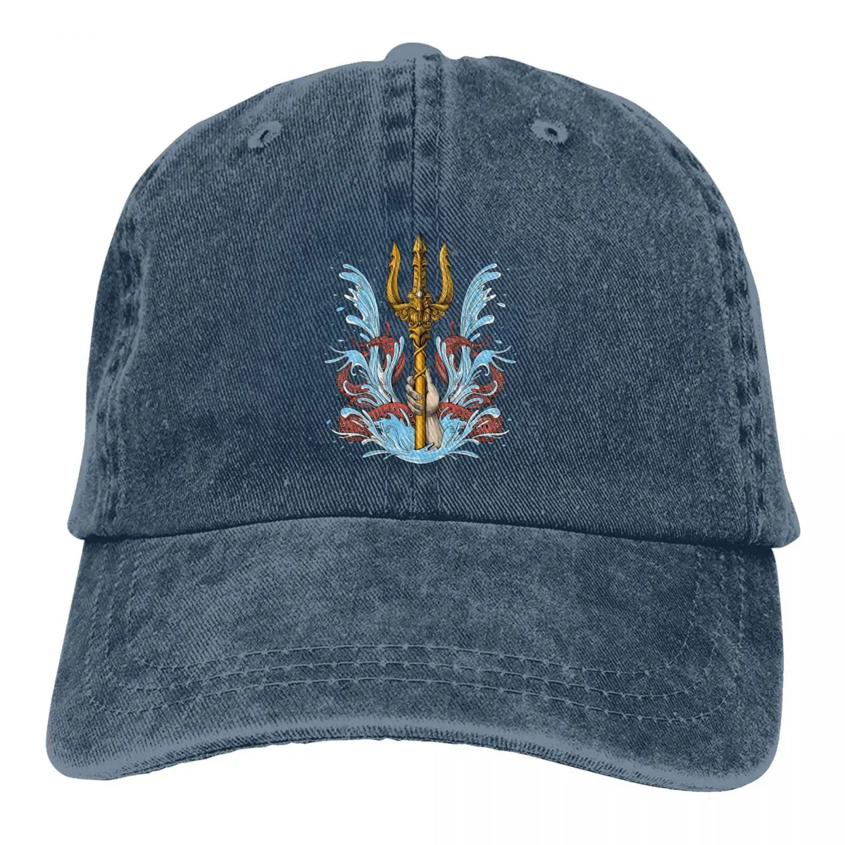 

Washed Men's Baseball Cap Poseidon Trident Trucker Snapback Caps Dad Hat Poseidon's Weapon Golf Hats