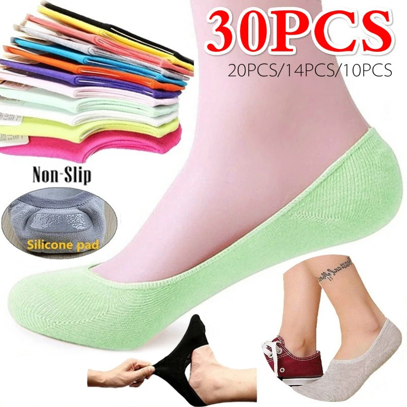 5 Pairs 10PCS Women Socks Nonslip Loafer Boat Liner Ankle Socks Comfortable Socks Flexible Accessories Various Colors Invisible