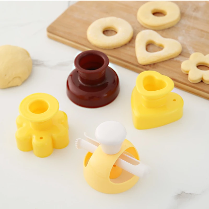 

Doughnut Pressing Molds Manual Bread Pressing Molds with Dipping Tongs Kitchen Plastic Baking Tools Accessories Cake Pop Mold