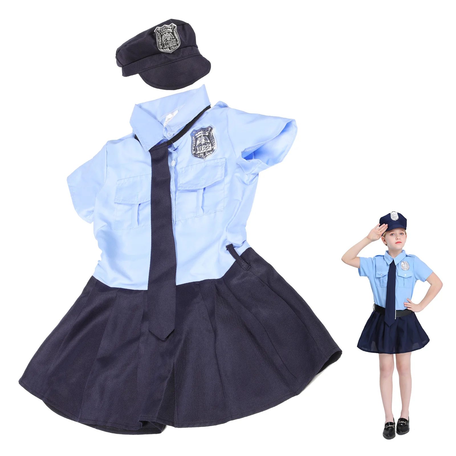 

Girl Police Costume Toddler Officer Kids Clothes Girls Funny Dress Halloween Costumes Uniform Policeman