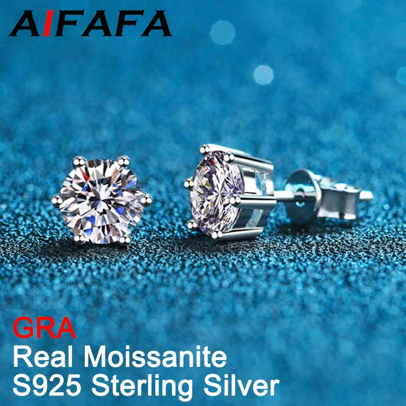 

AIFAFA Real 0.1-3 Carat D Color Moissanite Stud Earring for Women Men 100% S925 Sterling Silver Ear Studs GRA Jewelry Wholesale