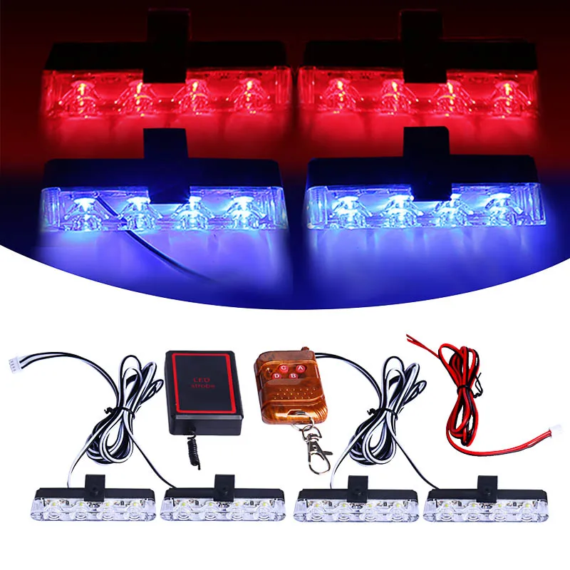 

Magic colorM Red Blue Emergency Lights Car Police LED Light Strobe Remote Wireless Control Flash Signal Warning Beacon Lamp 12V