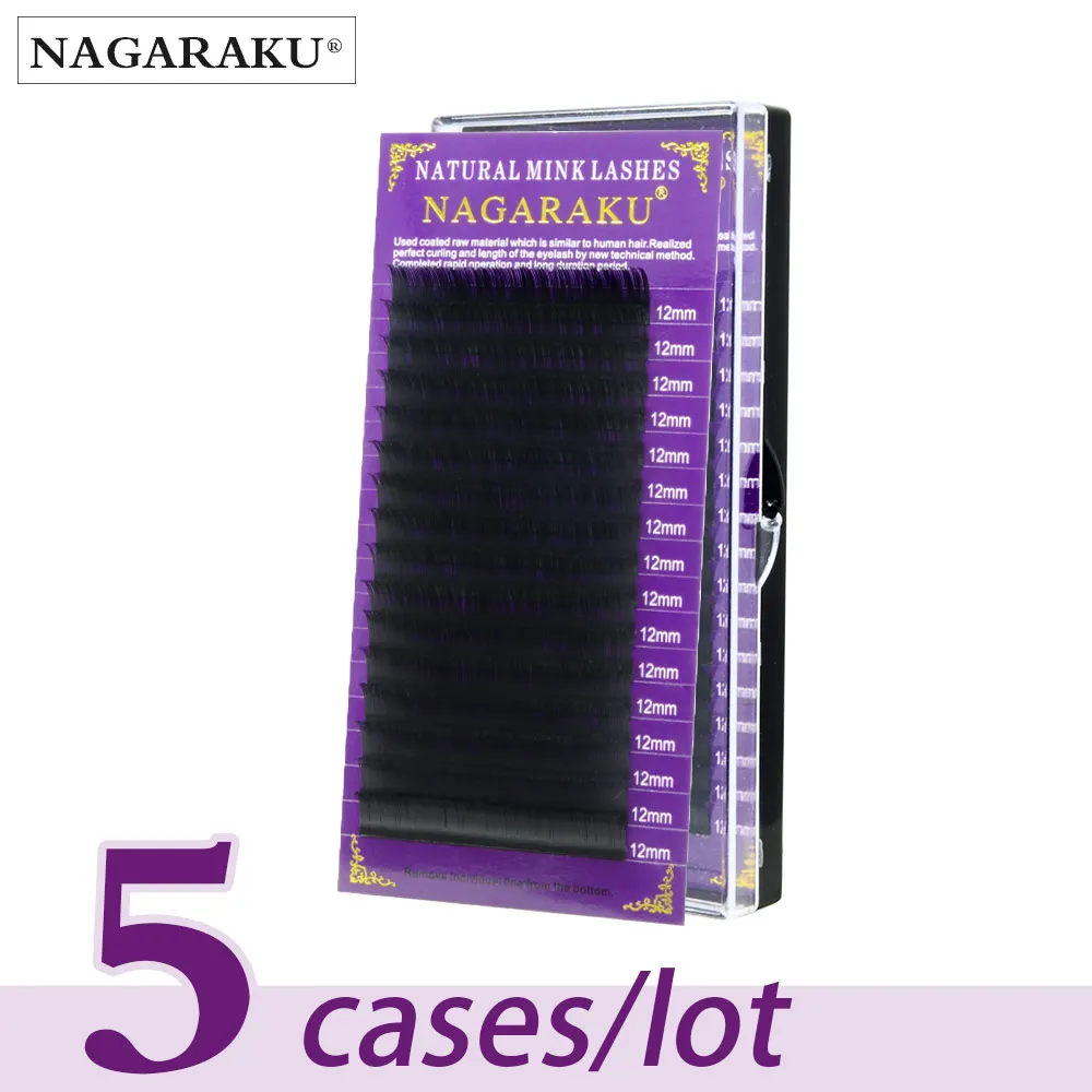 

NAGARAKU 5 Cases Eyelash Extensions Individual False Lashes Natural Cilios High Quality Make up Synthetic Mink Eyelashes