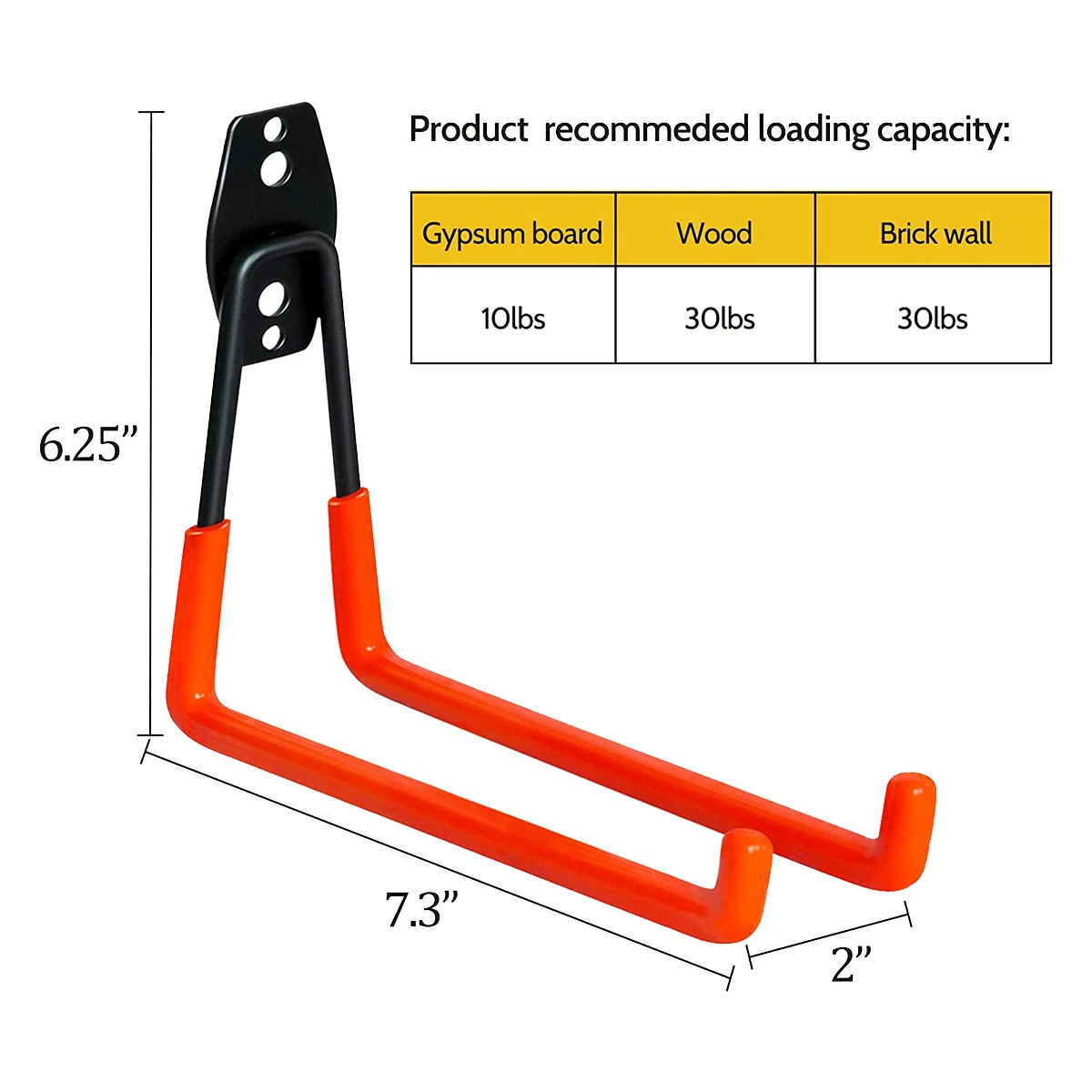

Garage Hooks 6 Pack Wall Storage Hooks Heavy Duty Steel Tool Hangers for Utility Organizer, Wall Mount Holders (Orange)