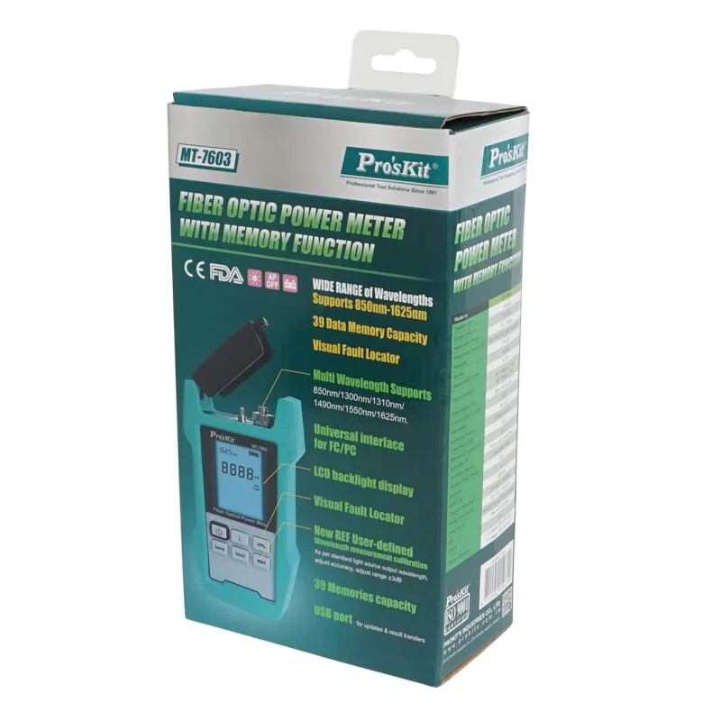 Измеритель мощности оптоволокна Pro'sKit MT-7603-C с аккумулятором. 6-волновой тестер