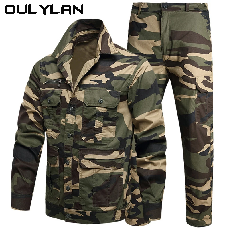 Новая рабочая одежда мужская куртка с длинными рукавами комплект брюк хлопковая