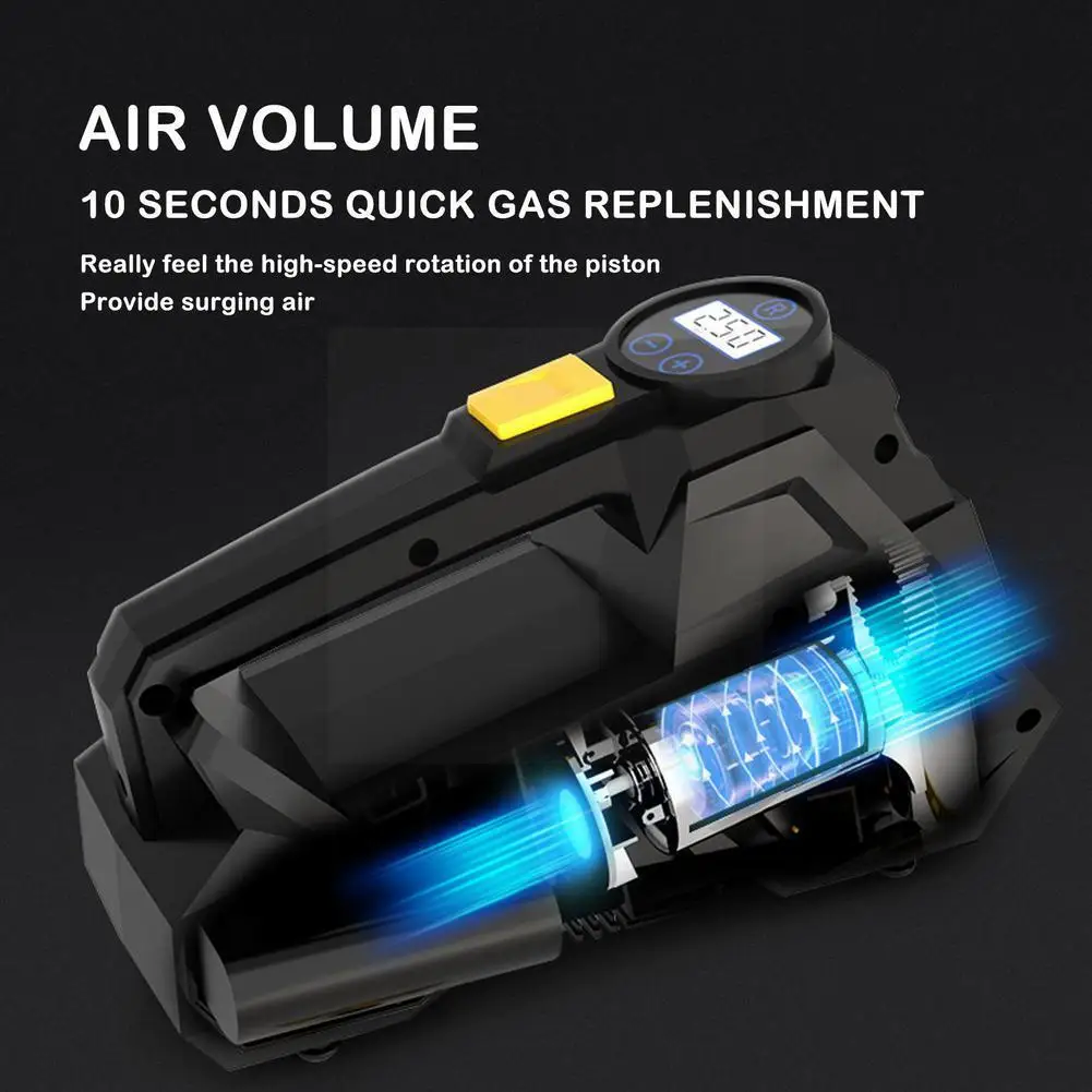 

Portable Car Air Pump Digital Display Tire Inflator Multi-function Bomb Illuminated Car 12v Pump 12v Compressor Air Can Be C8d7