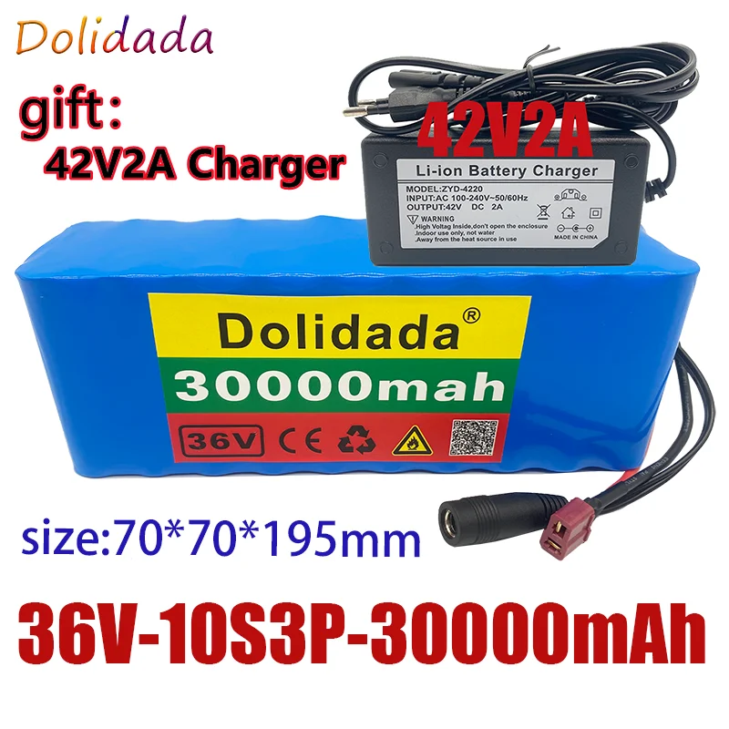 

10S3P 36V 30Ah 500W high power capacity 42V 18650 lithium battery pack 30Ah electric bicycle bicycle scooter BMS Tplug+charger