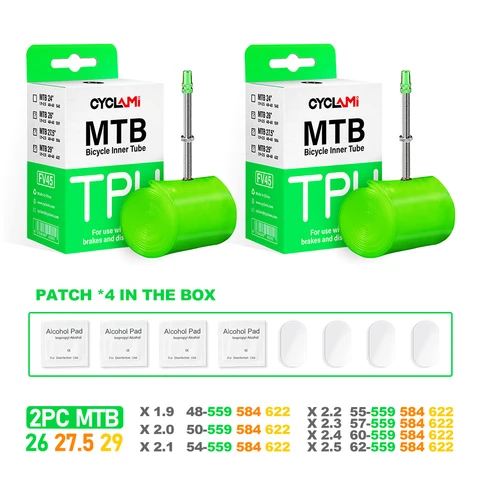Сверхлегкая велосипедная внутренняя трубка CYCLAMI, 26, 27,5, 29 дюймов, шина для горного велосипеда из термопластичного полиуретана, 45 мм, французский клапан, супер яркий, антиокислительный