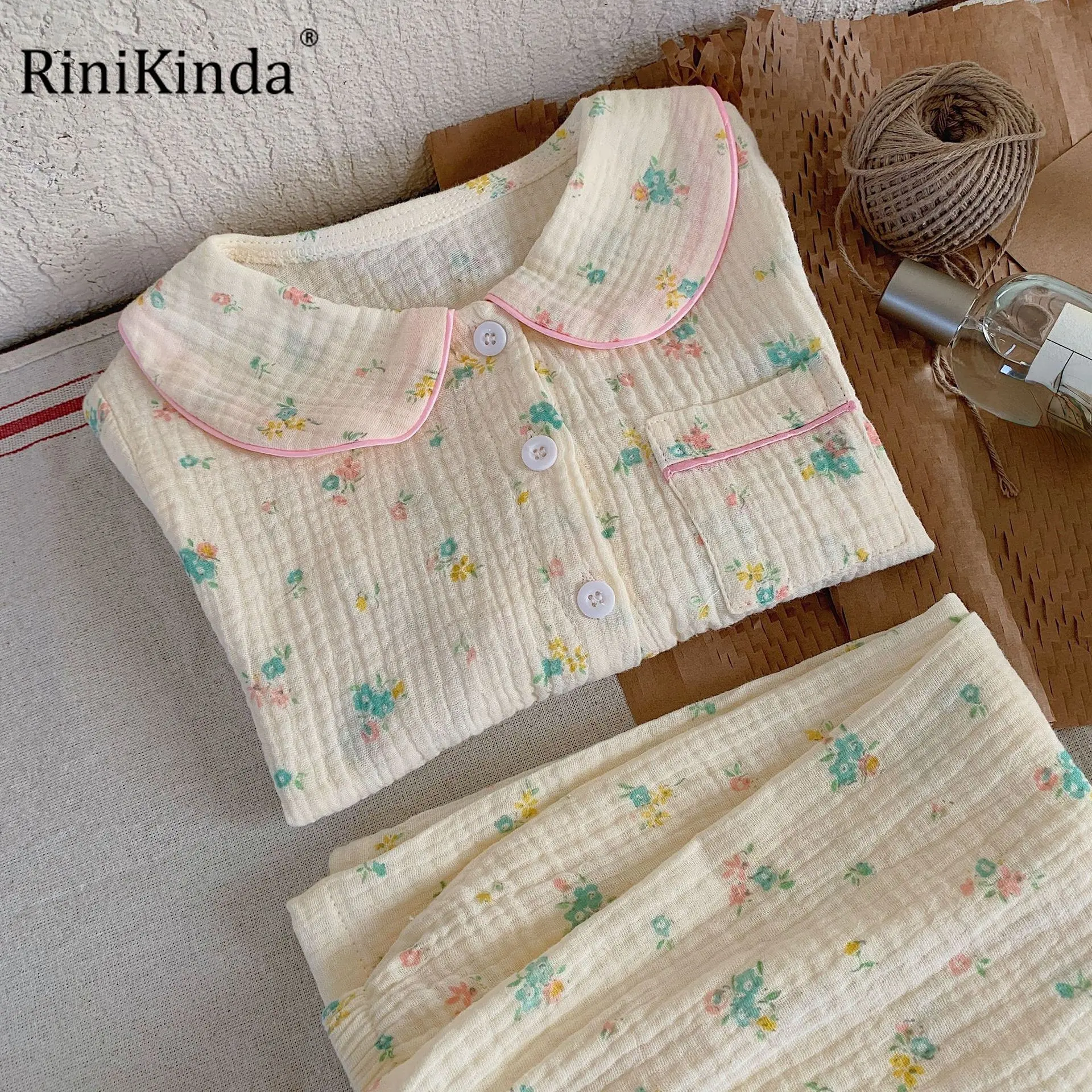 

Baby Sleepwear Set for Girls Spring Summer Infant Floral Long Sleeve Lapel Suits Kids Baby Children Home Wear Clothing