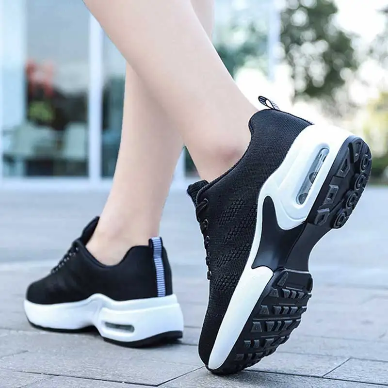 Trend Women's Chunky Sport Shoes Comfortable Air Chshion Anti-Skid Outdoor Walking Sneaker Cotton Lace Up Gym Training Footwear