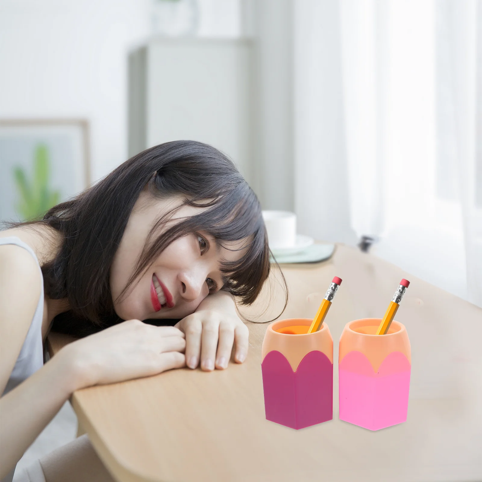 

Multi-Functional Office Plastic Pencil Pot Holder Classroom Home Pencil Head Pen Holder Organizer Box Pen Storage