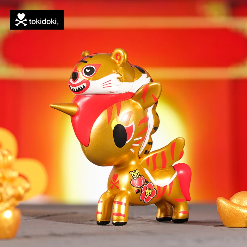 

Tokidoki Genuine Year of The Tiger Limited Edition Golden Unicorn Cute Action Figure Ornament Girl Birthday Gifts