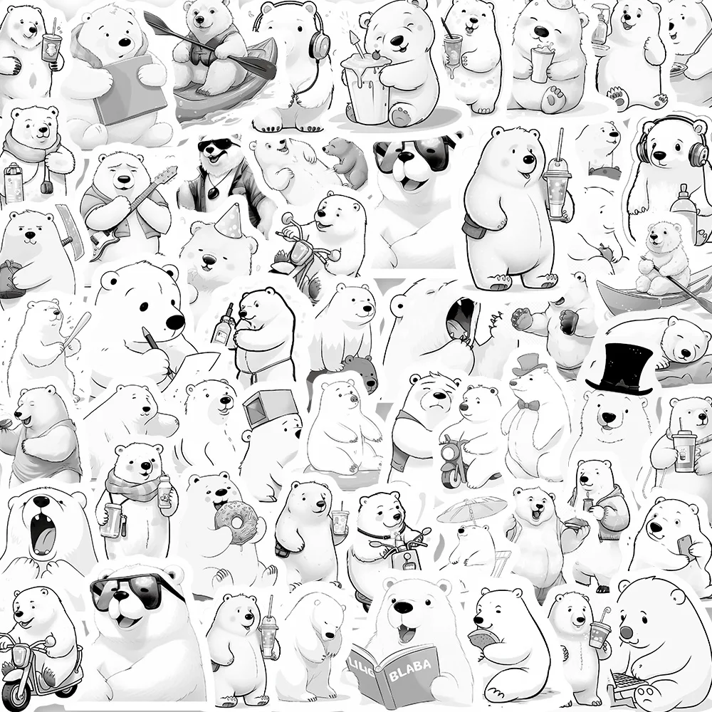 

10/50PCS Cute Polar Bear Sticker Decal for Phone Car Case Waterproof Laptop Album Diary Backpack Kids Toy Stickers