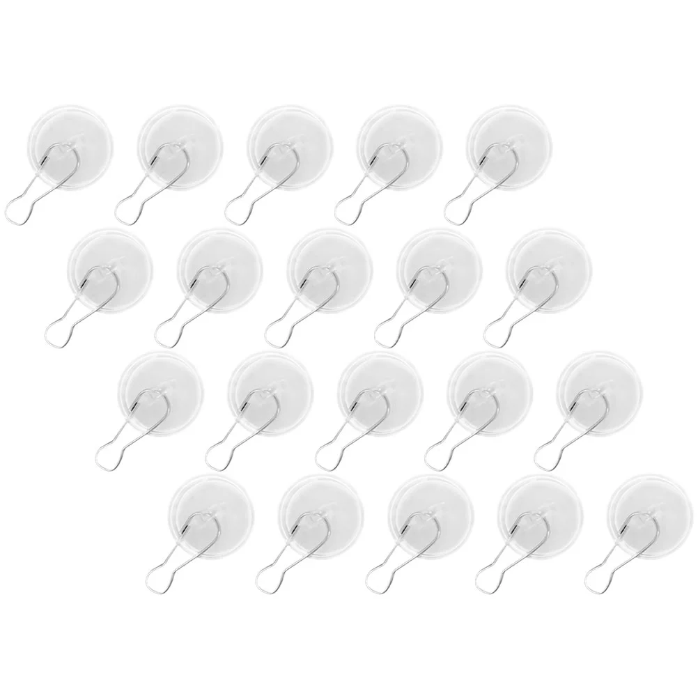 

20 Pcs Suction Cup Ceiling Hook Hooks Heavy Duty Clear Hanging Concrete Walls Eye Stainless Steel Fence Adhesive