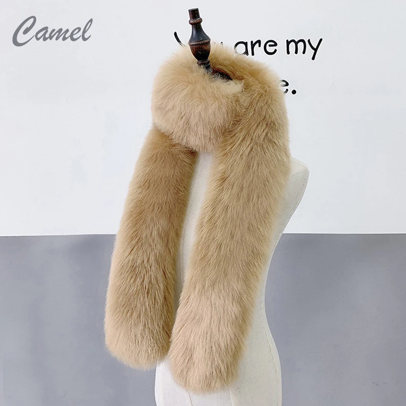 Плюшевый шарф из искусственного кроличьего меха толстые мягкие шарфы однотонные