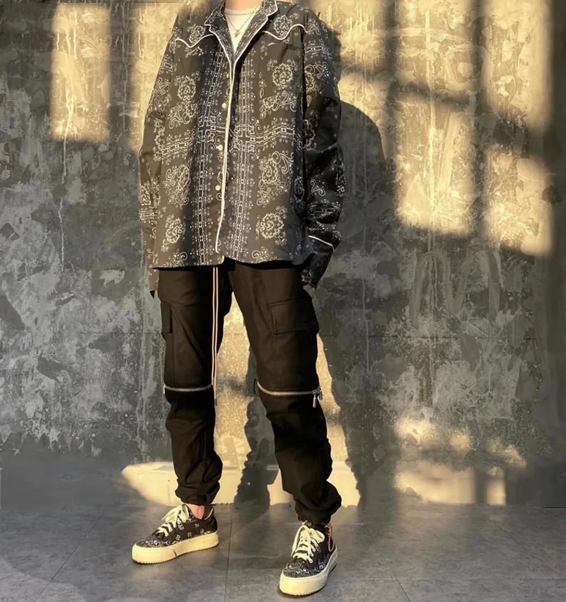 

2023ss Fashion Versatile Paisley Jackets for Men Windbreaker Techwear Coat Streetwear Traf Y2k Clothing Clothes High Street