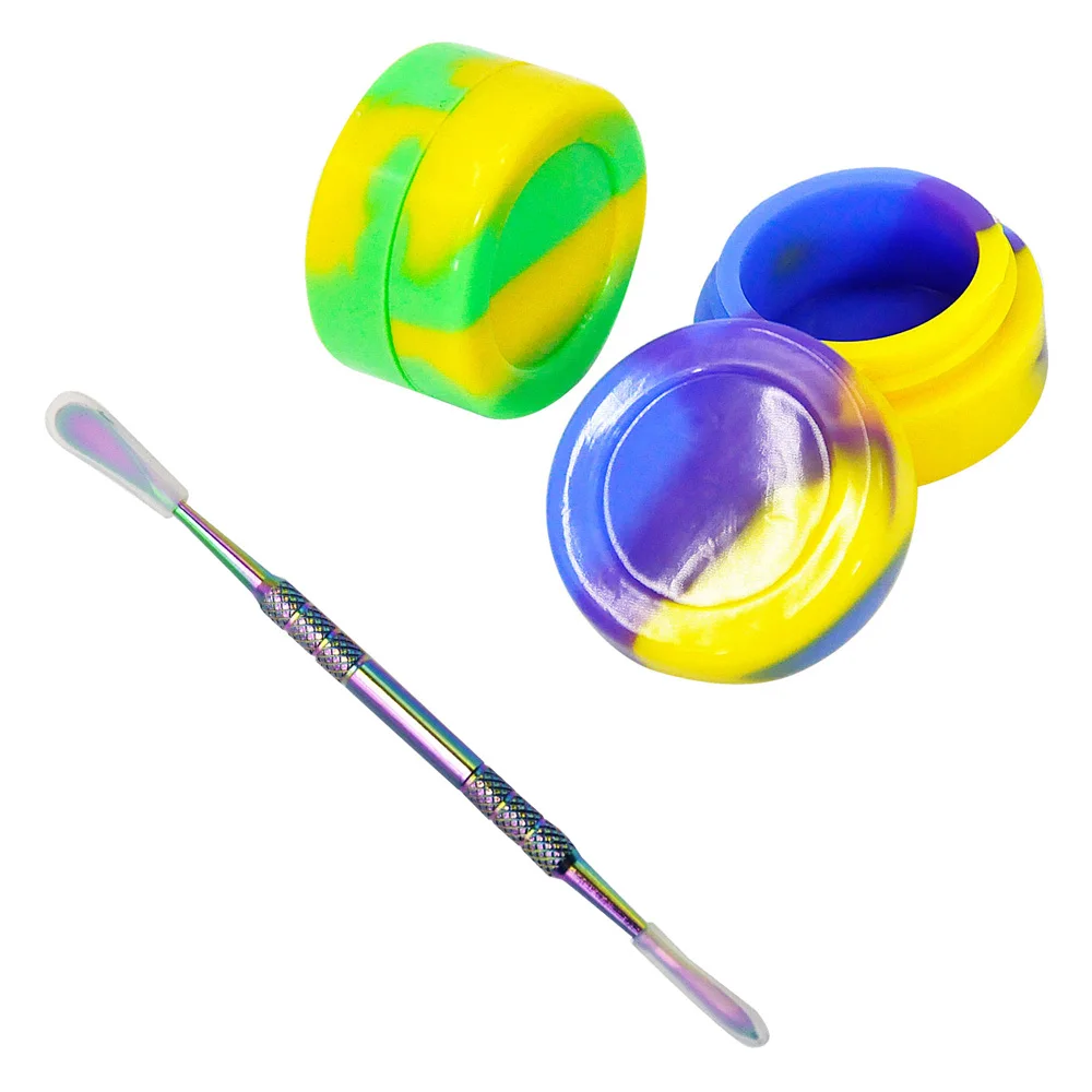 

HORNET 8ML Silicone Container Wax Oil Stash Jars Color Random with Stainless Steel Wax Dab Dabber Tool With Silicone Covers