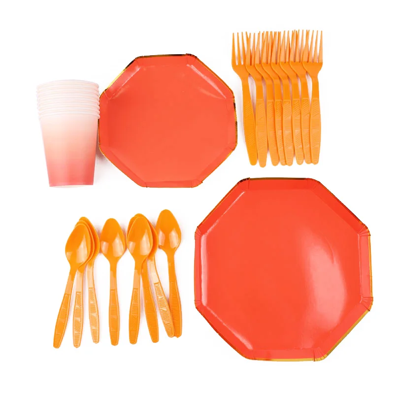 Счастливая реальная деталь одноразовые столовые приборы для вечерние Детские