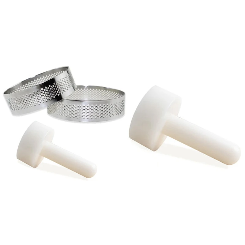 

BEST1 Set Tart Rings With Tart Tamper Mini Mousse Cake Rings/Mold & 1 Pcs Cake Pusher Cookies Pie Dessert Making Tools