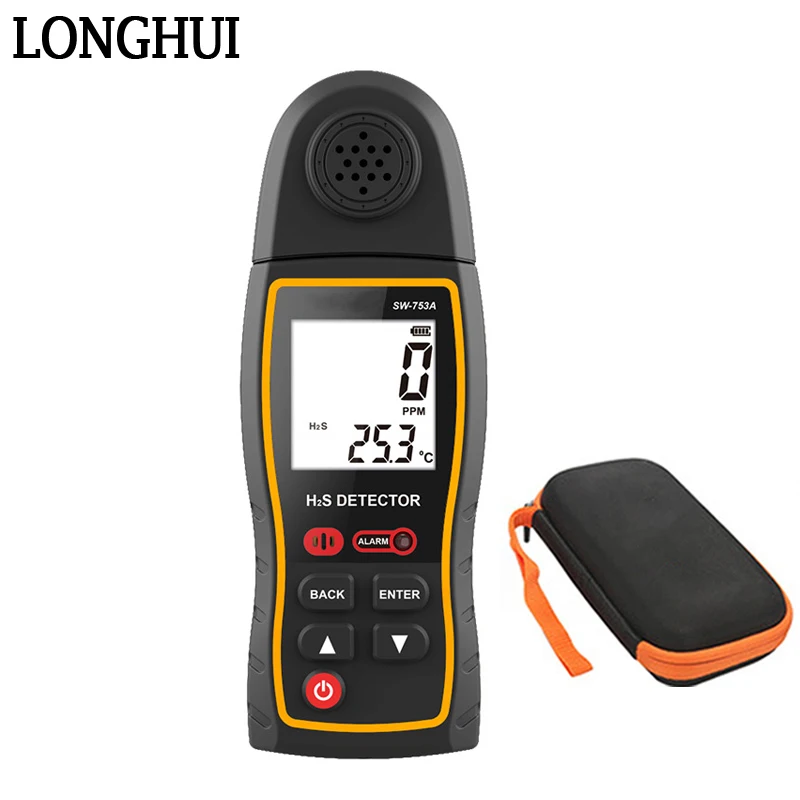 SW-753A H2S Detector Hydrogen Sulfide Gas Detector Handheld 0~100PPM Industrial Household Gas Leak Detector Toxic Harmful Tester